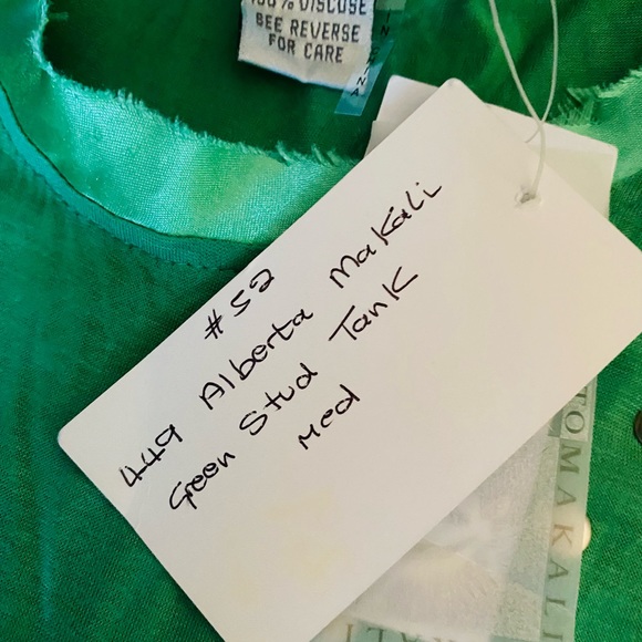 Alberto Makali emerald green distressed ribbon edge  studded tank top - Picture 8 of 9